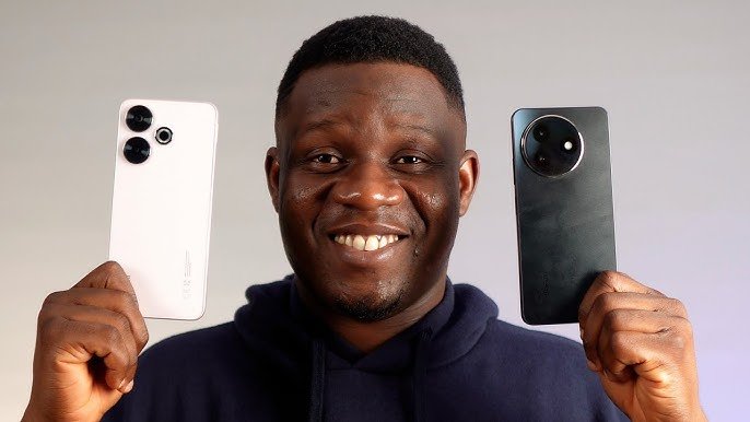 Phones under 100k in Nigeria 2026 showing Tecno, Infinix, Itel and Redmi budget smartphones arranged on a clean surface