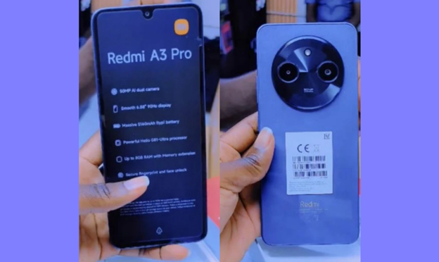 Redmi A3 Pro price in Nigeria showing the smartphone design and display
